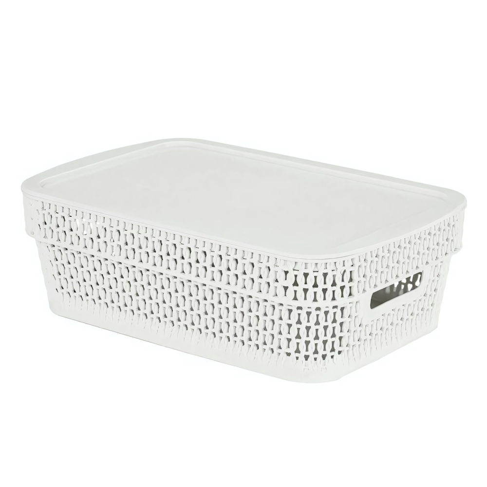 Корзина для хранения Keeplex Ajur с крышкой 3л 28,1х18,5х8,9см белое облако