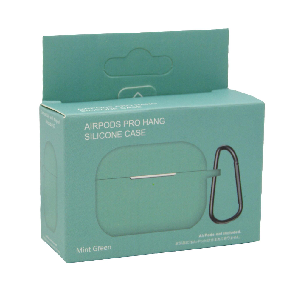 Чехол для AirPods Pro Hang Silicone SL (Mint Green) с карабином