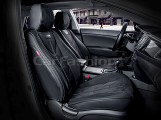Чехлы на сидения CarFashion каркас Перед «5D «START» (2шт) 21065 -Экокожа/Замш черный/черный/черный