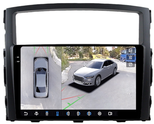 Магнитола для Mitsubishi Pajero 4 2006-2022 - FarCar BX1009M-360 монитор 9.5" 2K QLED на Android 13, Быстрая, CarPlay, 4G SIM-слот, 4 камеры в комплекте