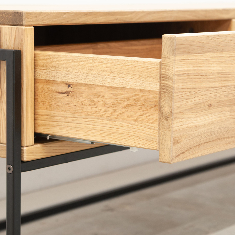 Тумба под телевизор, 163х45х45, G+K, напольная, в прихожую, с полками, из массива дуба, MAKOSA