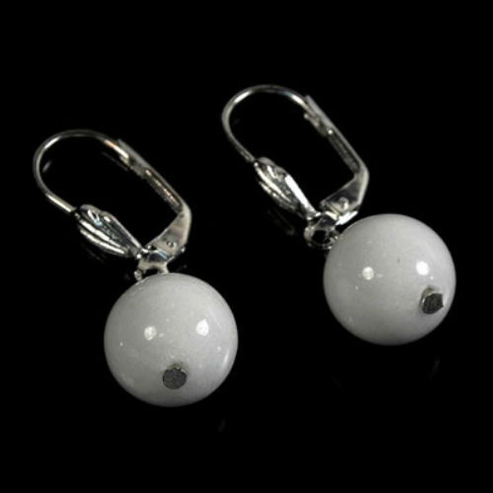 Серьги "Бонбон" кварцит белый асс.