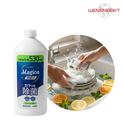 Средство для мытья посуды Lion Charmy Magica+ с ароматом цитруса и мяты, концентрат, 530 мл, Япония