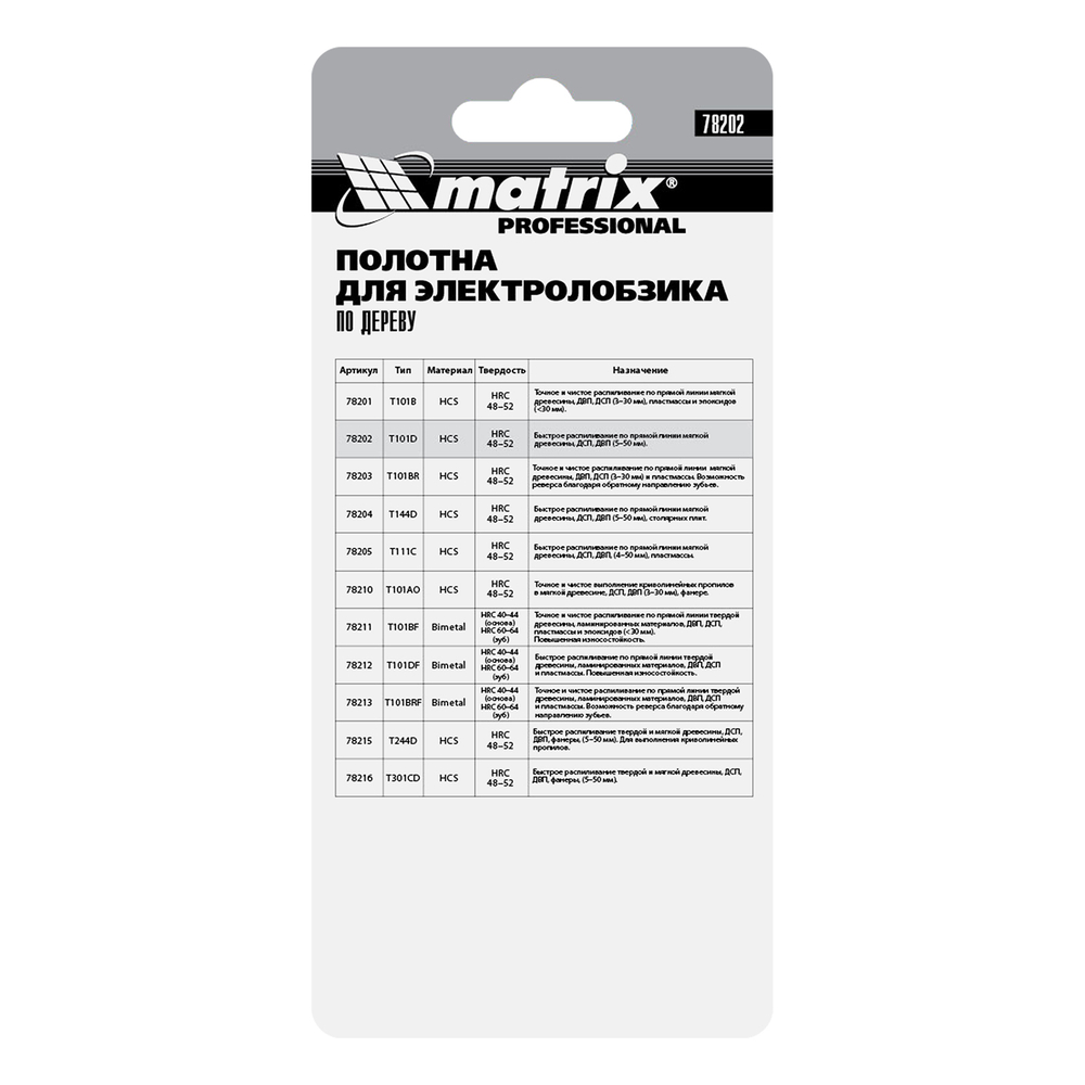 MATRIX HCS Professional Полотна для электролобзика по дереву T101D 75 х 4.0мм 3шт/упак