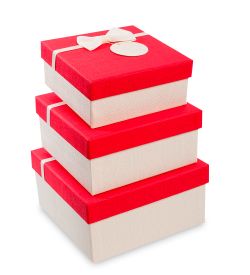 WF-32-A Набор коробок из 3шт «Прямоугольник» цв.бел./красн.