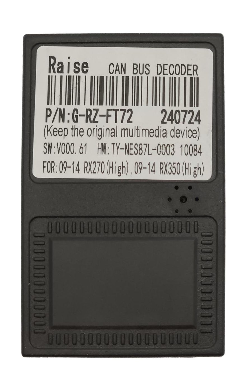 Комплект с разъёмами 12.3" Lexus RX 2009-2012 цветной (без меню, без 360) - Car-Smart LUX-RX09B2