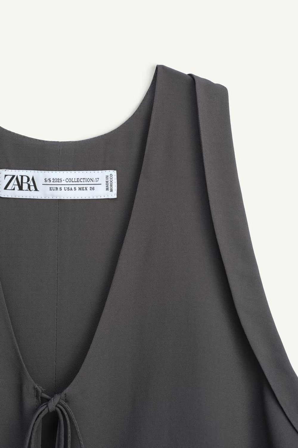 ZARA ТОП С ЗАВЯЗКАМИ, АНТРАЦИТОВО-СЕРЫЙ