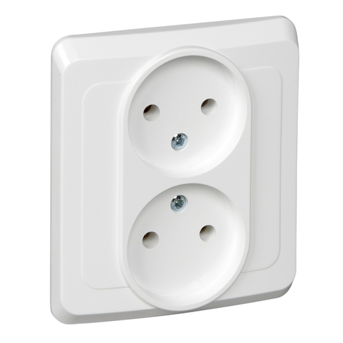 Schneider Electric Этюд Белый Розетка 2-местная скрытая установка без заземляющих контактов PC16-005B---