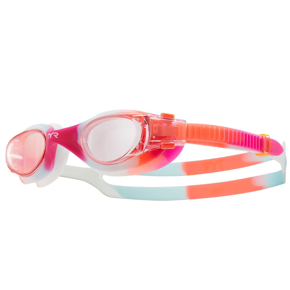 Очки для плав. подр. TYR Vesi Tie Dye Junior, LGVSITD-667, РОЗОВЫЕ линзы, мультиколор опр.