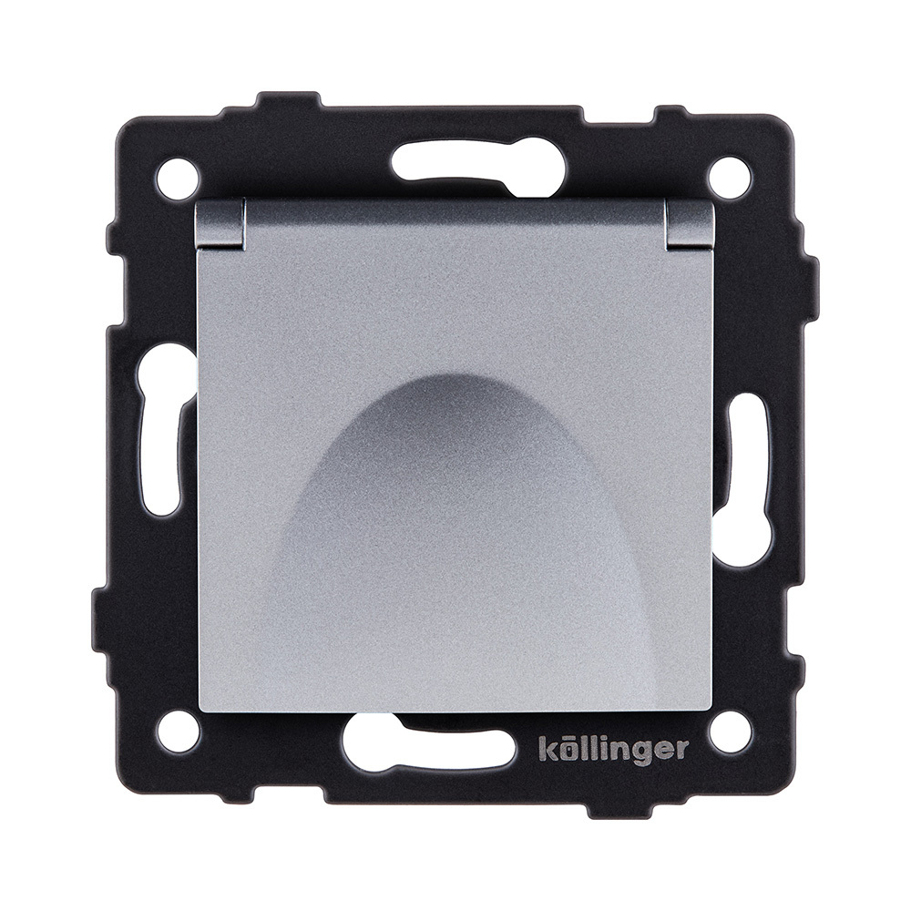 Розетка штепсельная SCHUKO 16A/250 В с крышкой, серый Kollinger REA-006GY для Aspekt, Eleganz, Reflex