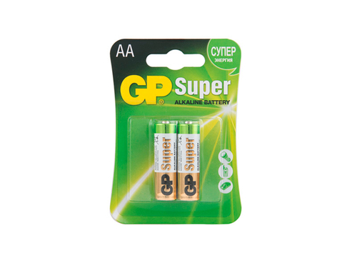 Батарейка пальчиковая, алкалиновая, блистер, АА, GP15A-2CR2(GP15A-2CR2), 2 шт.