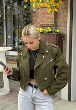 Замшевая косуха "Olive Urban" приталеный крой