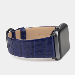 Ремешок для Apple Watch 42/44/45/49mm Classic из кожи крокодила синего цвета