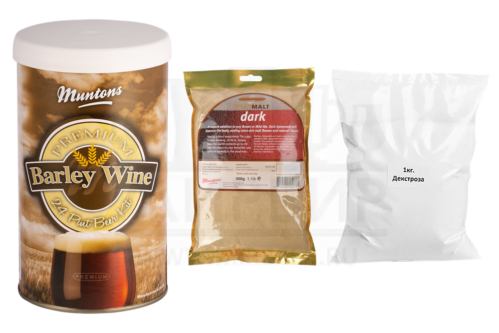 Комплект: Muntons "Barley Wine", 1,5 кг + Muntons "Dark", 0,5 кг + Декстроза, 1 кг