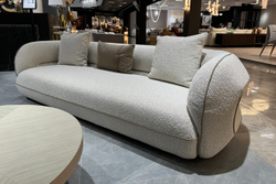 Диван Амели (Amelia) трехместный букле светлый 253x100x67см с бежевым кантом Garda Decor