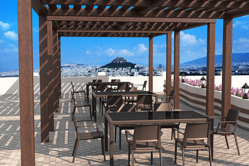 Стол пластиковый плетеный Siesta Contract Tahiti, коричневый