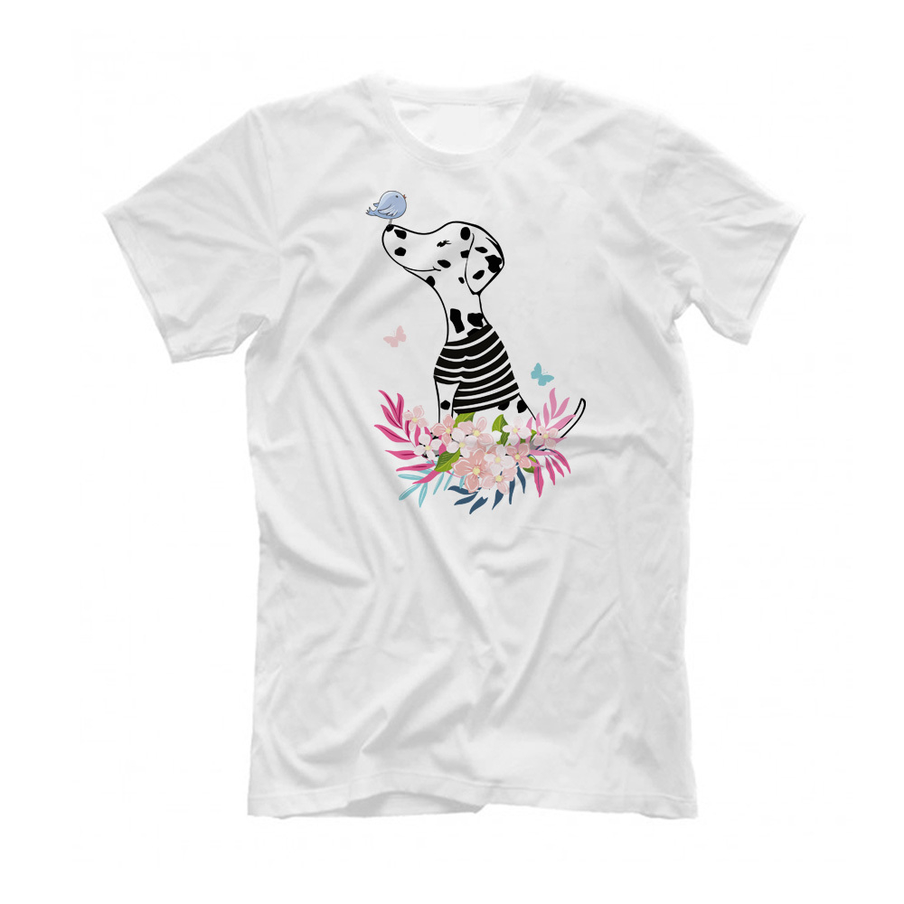 Футболка "Далматин и птичка"