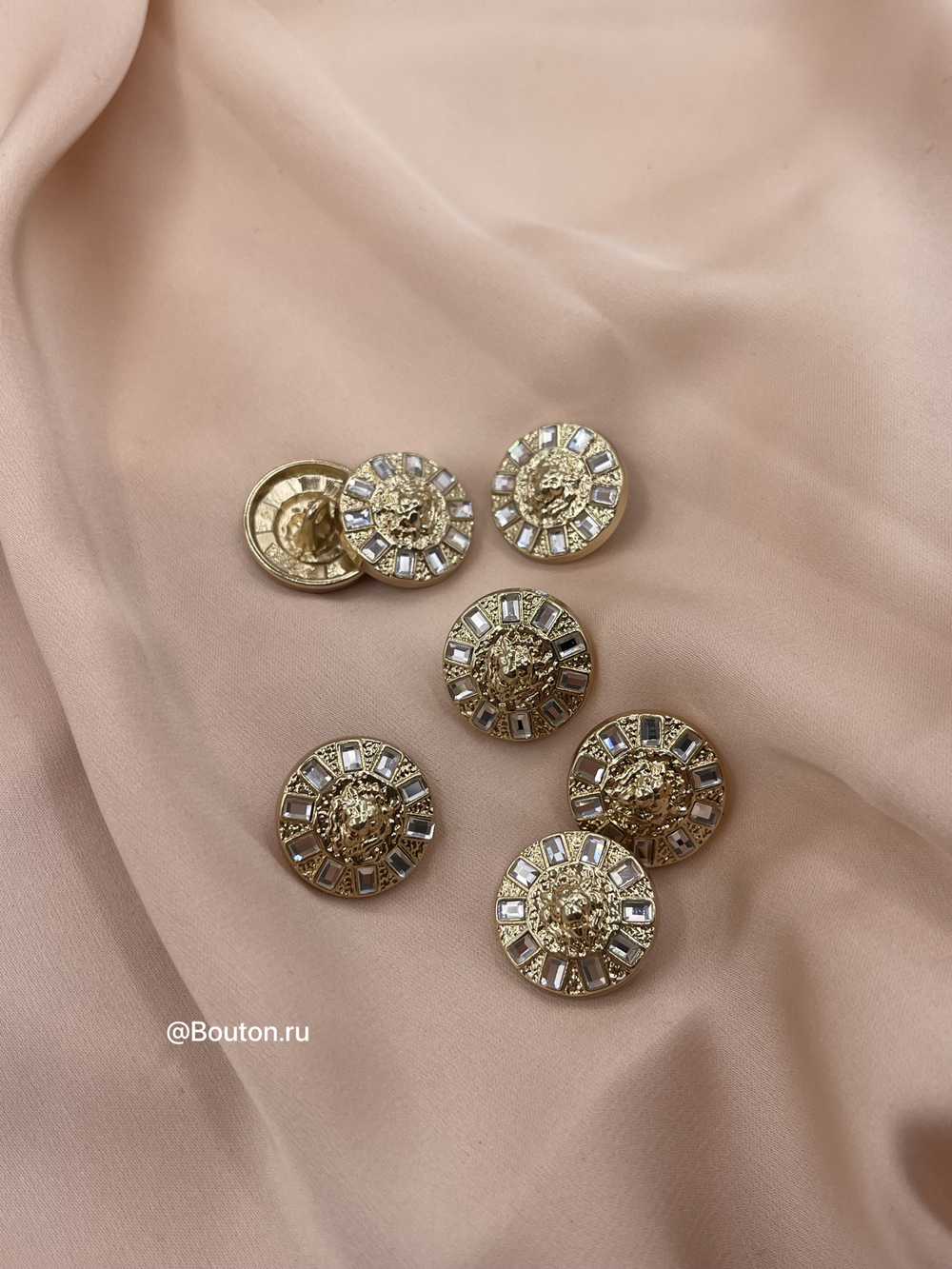 Пуговицы Бмн золотистые с зеркальными деталями