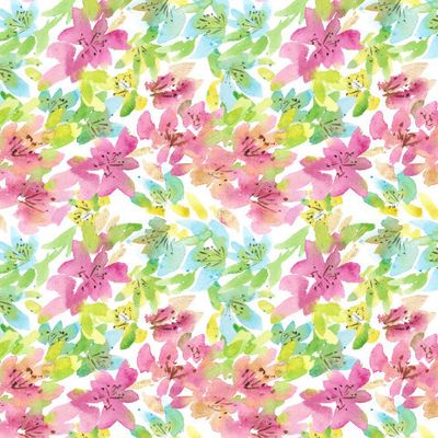 Розовые и голубые акварельные цветы