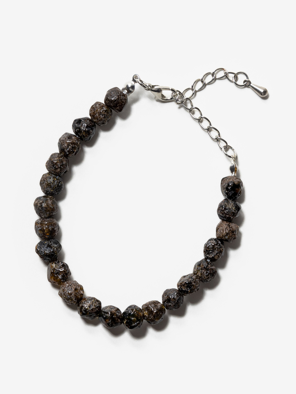 Браслет из цельного зеленого янтаря "кусанка", безразмерный, диаметр 7-9 мм. Калининградский натуральный янтарь