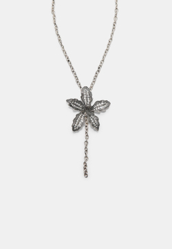 STRADIVARIUS Ожерелье цветок со стразами, серый