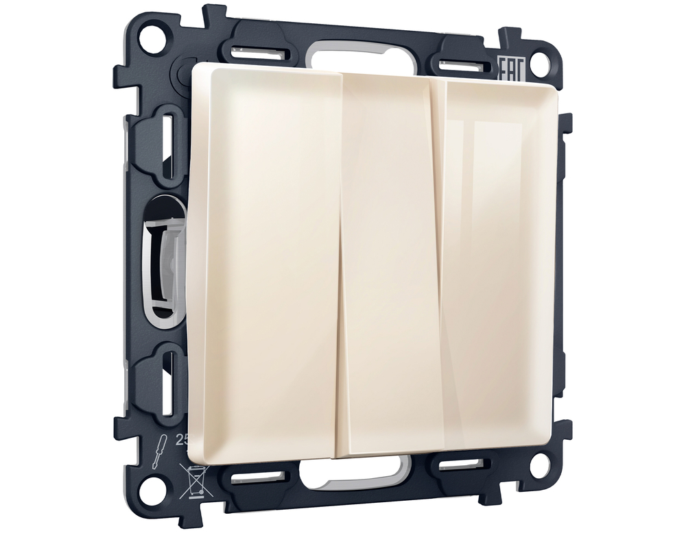 MA305010 Комплект механизма 3-кл выключателя ALFA Бежевый глянец QUANT (AP3050, VM133)