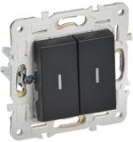 SKANDY Выключатель 2-клавишный проходной с индикацией 10А SK-V10Bl черный IEK