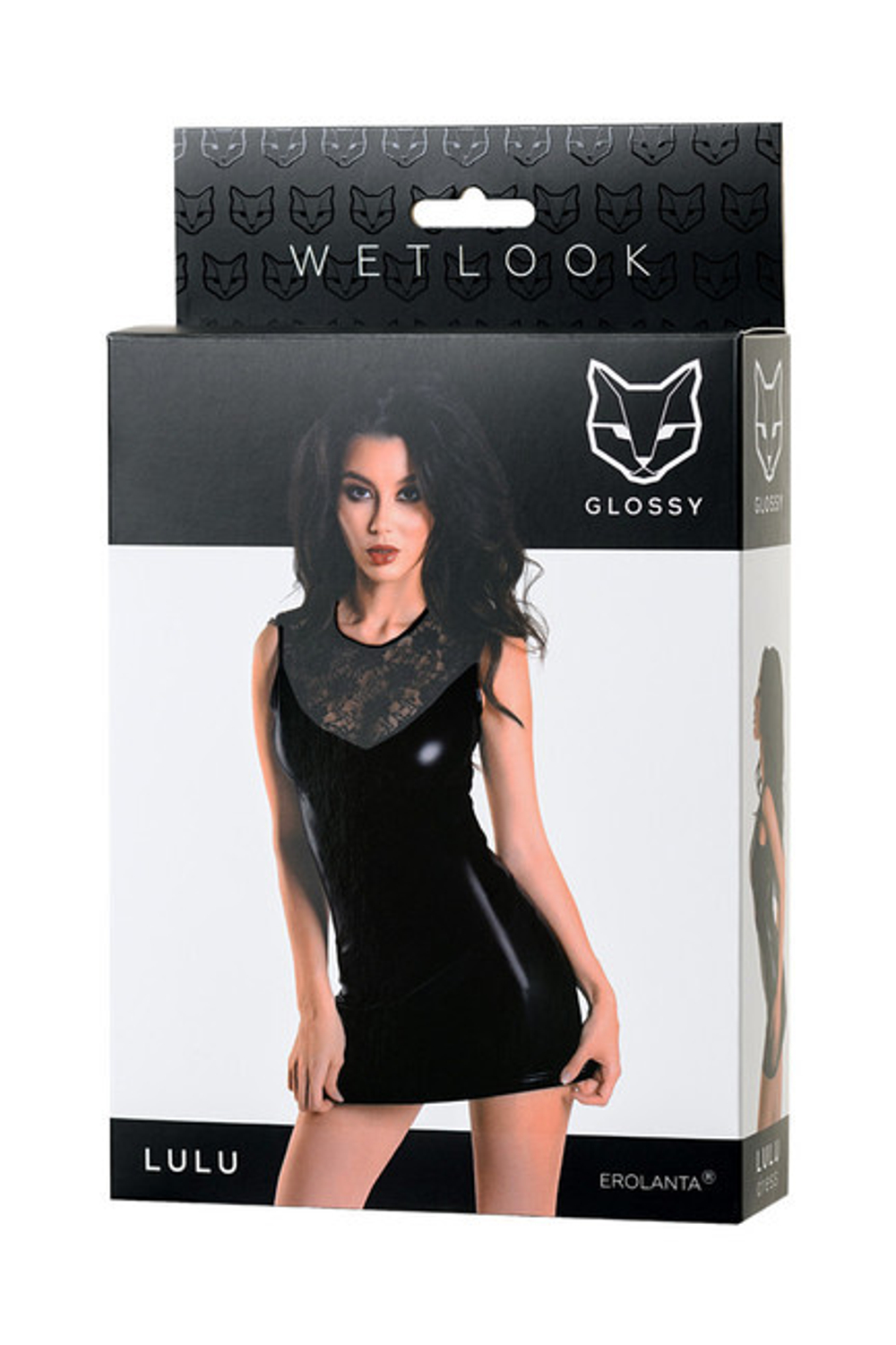 Платье с кружевом на спинке Glossy Lulu из материала Wetlook S (Цвет: черный)
