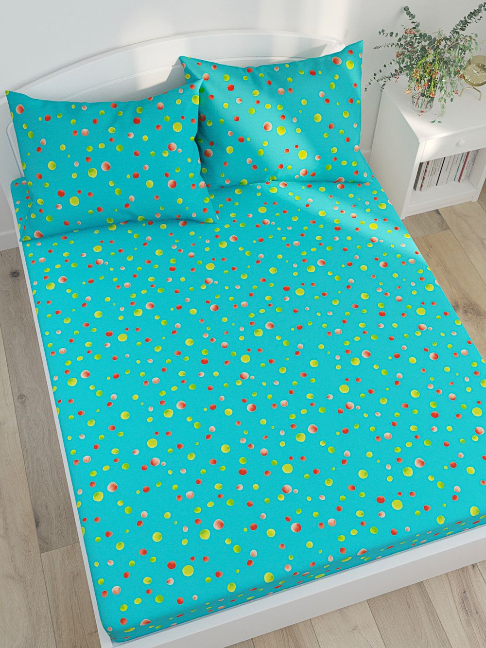 Постельное белье Сказка "Акварель на голубом" 2-спальный Наволочка 50х70 см 2 шт Простынь 240х215 см Пододеяльник 175х215 см, перкаль