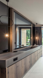 Cмеситель для раковины Gessi316, встраиваемый, настенный, с длинным изливом, без донного клапана, внешние части, цвет Black Metal Brushed PVD