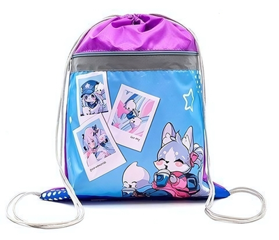 Мешок для обуви "Аниме любимец" 36х44см,1 отделение, запечатка, карман, свет.полоса (ПандаРог)