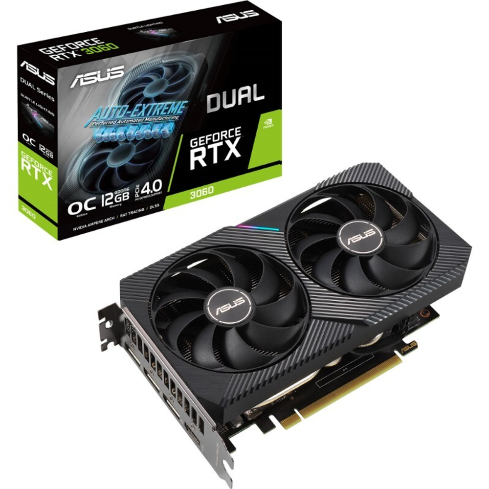 Видеокарта ASUS Dual GeForce RTX 3060 V2 12G GDDR6 192-bit OC Edition, 1867 МГц