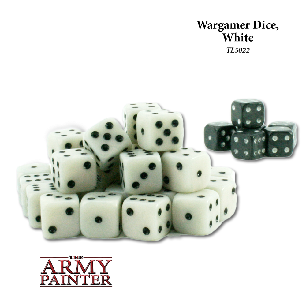 Wargaming Dice: White with Black