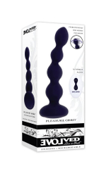 Фиолетовые анальные бусы с вибрацией и вращением Pleasure Orbit - 17,8 см.