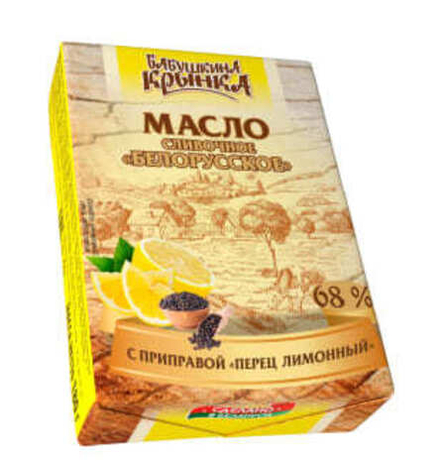 Масло сливочное "Белорусское" с приправой "Перец лимонный" 68% 180г. Бабушкина крынка