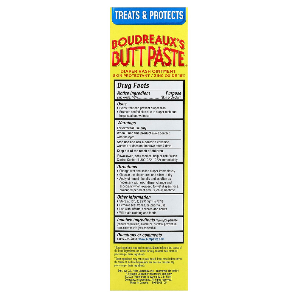Boudreaux's Butt Paste, Мазь от подгузников, оригинальная, 113 г (4 унции)