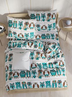 Простынь на резинке перкаль Сказка "Совенок" 180x200 см