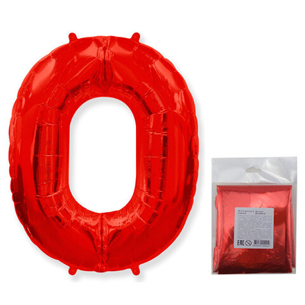 F 40"/102 см, Цифра Красный "0", 1 шт. (в упаковке)