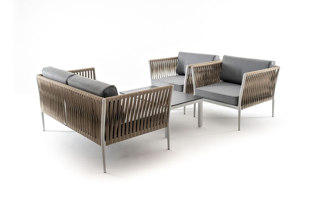 "Касабланка" лаунж-зона плетеная из роупа 4-местная, цвет серый