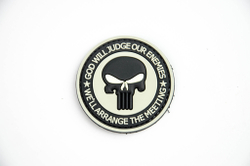 Шеврон Punisher God Will Judge PVC 5 см. Чёрный