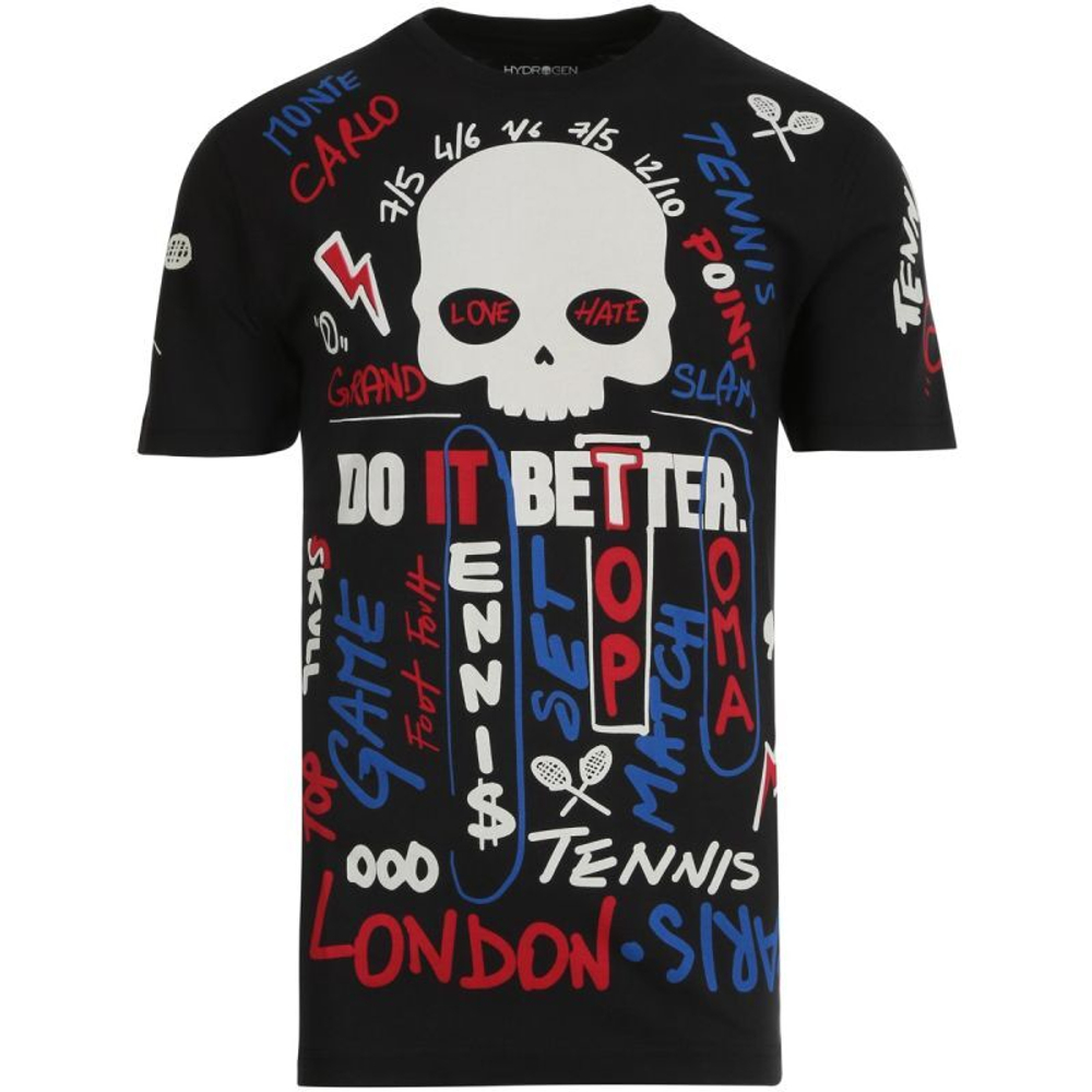 Футболка мужская теннисная Hydrogen Graffiti Tee Man - black/red/blue