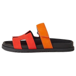 Hermes Chypre leather comfortable and lightweight one-word slippers women's orange red, H222297Z LS