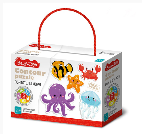 Пазлы "Contour puzzle Обитатели моря"
