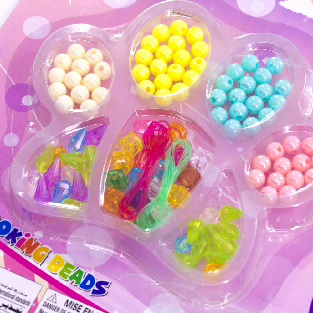 Набор для создания украшений-бусины Alingar, 260х190х15мм, "Лапка", 3 вид. бус., 2х0,7 м леска, блистер с европод.