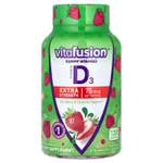 VitaFusion, Жевательные витамины, витамин D3, усиленная сила действия, натуральная клубника, 75 мкг, 120 жевательных таблеток (37,5 мкг в жевательной таблетке)