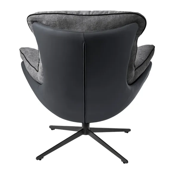 Кресло Hugo тёмно-серая экокожа, шенилл