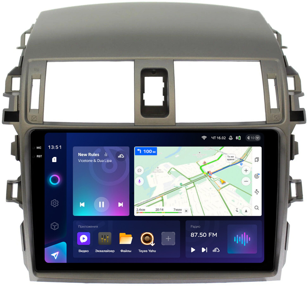 Магнитола для Toyota Corolla 150 2006-2013 (рамка тип 2) - Teyes CC3-2K монитор 9.5" 2K QLED на Android 10, ТОП процессор, CarPlay, 4G SIM-слот