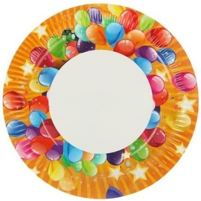 Тарелка картонная d-230 ламинированная "Шары" (100/1000 шт.) Фабрика Посуды