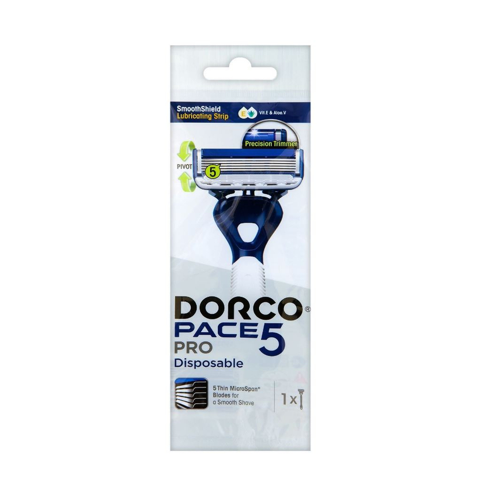 Dorco Станок бритвенный PACE 5 Pro, одноразовый, плавающая головка, с увлажняющей полоской