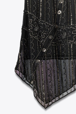 ZARA КОРОТКАЯ ЮБКА С ВЫШИВКОЙ, ЧЕРНЫЙ